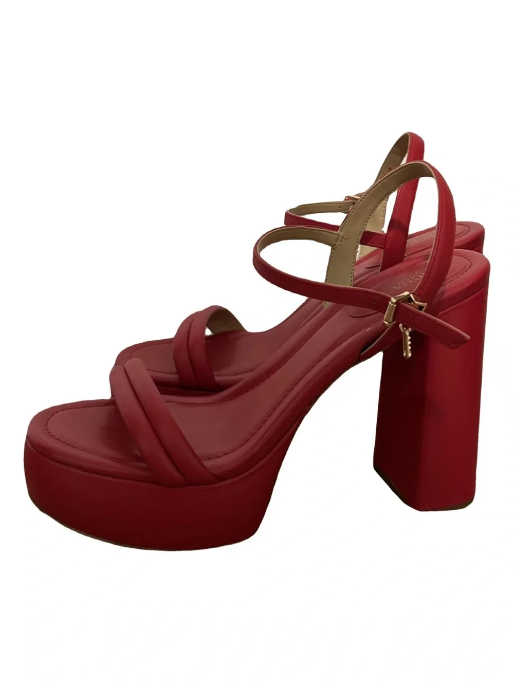 MICHAEL KORS Laci Leather Platform Block Heel Sandals in Red – Size 8.5